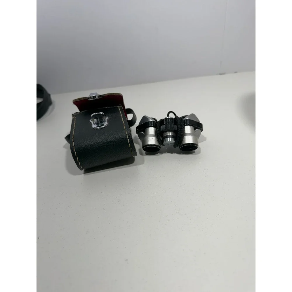 Le Gran 6x15 Mini Binoculars LE-504‎ Coated Optics Silver with Case Japan
